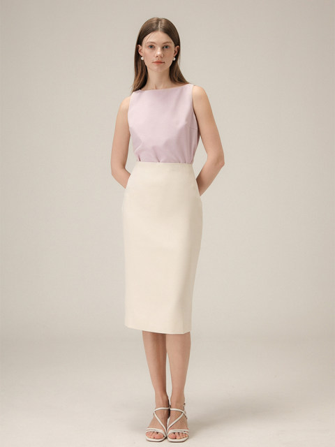 Masbello Classy French A-Line Skirt Mid-Length Summer Simple and Versatile High-Waisted Work Clothing Straight Skirt