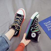 Converse STAR rainbow mandarin duck high-top canvas womens shoes autumn white new trendy shoes wild Korean version of the cloth shoes students