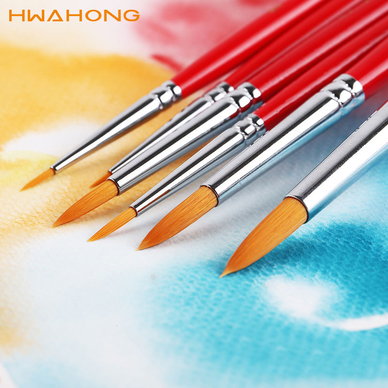 South Korea imported Hwahong Huahong series 320 watercolor brush red rod nylon hair round head pen line brush