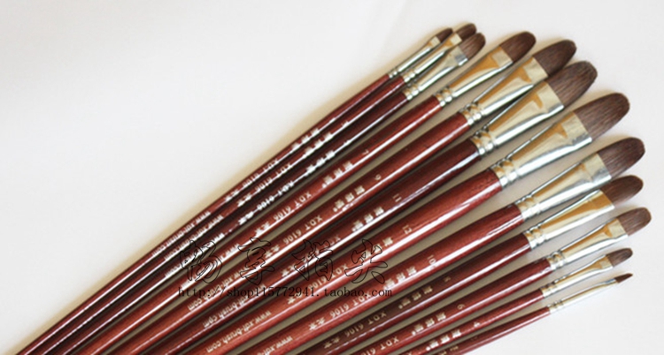 The Elysees Hall 6106 paintbrush mixed wool long pole flat round oil paintbrush Water chalk watercolor pen-Taobao