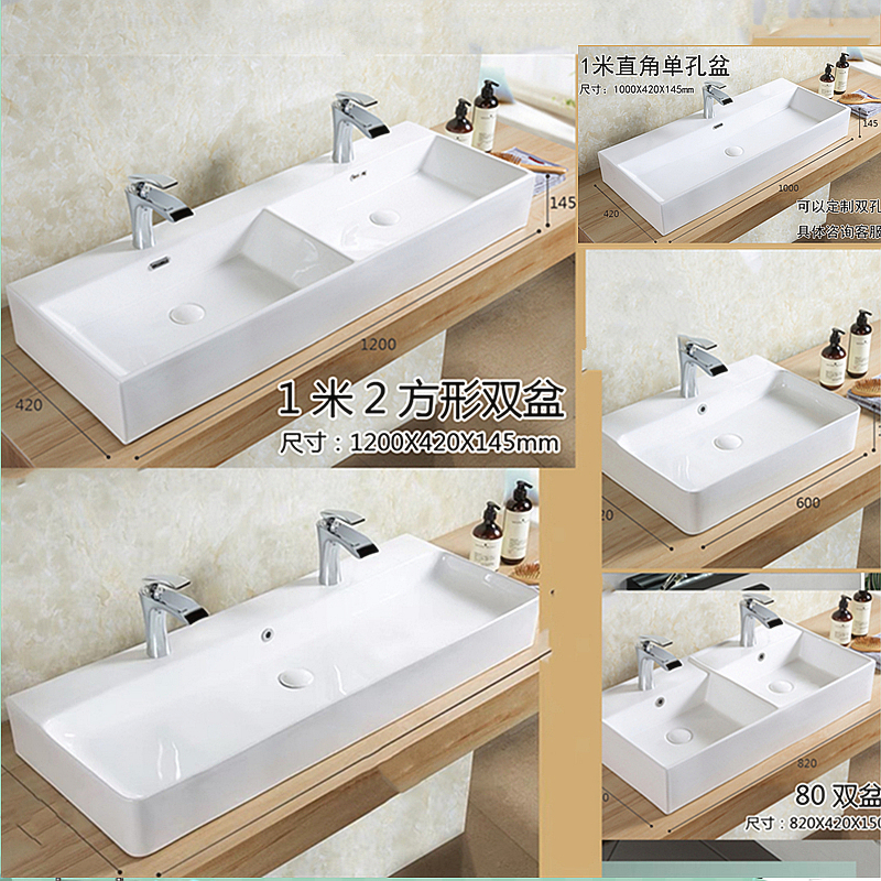 Double countertop basin integrated double sink washbasin double sink washbasin ceramic double tap basin washbasin art basin large