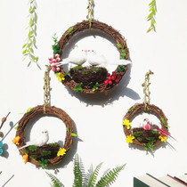 Handmade Bird Nest Bird Nest Emulation Bird Birdie House Bird Egg Nursery Ring Trons home Decorative Wall Pendants