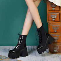 Eight holes Martin boots woman small sub-thick bottom 2021 new coarse heel high heel single boot Inlenty wind genuine leather heightening short boots