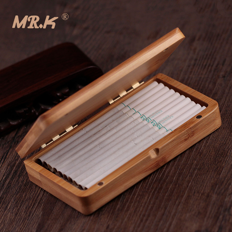 MR K Personality Customized Handcrafted Fine Smoke 20 Mounted Magnet Clamshell Ultra Slim-wood Tobacco box lettering and gift ideas