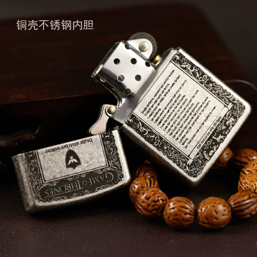 Защитная ветрозащитная креативная ультратонкая старомодная медная зажигалка на керосине