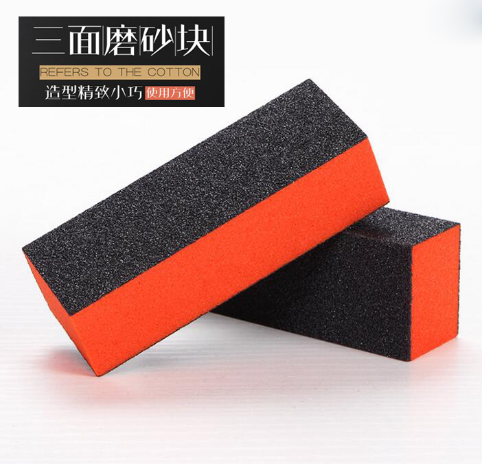 Nail art black tofu block polishing block 3-sided tool sponge rubbing nail polish glue supplies nail surface scrub manicure