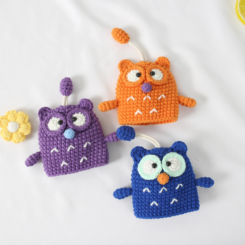 Cartoon cute pull keys - sleeve owls hand - woven keyboard car key set key