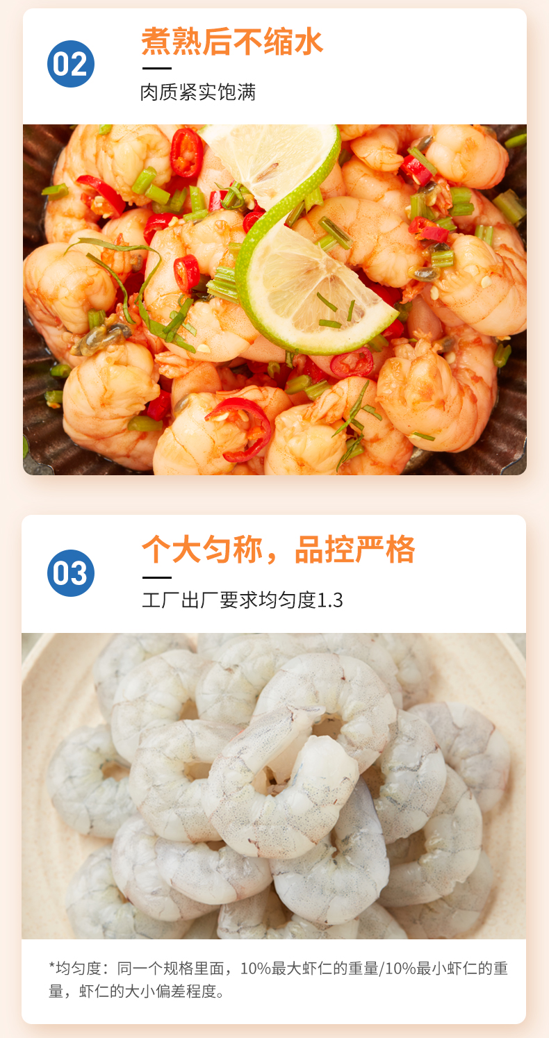 国联水产 精品去线 特大号翡翠生虾仁 200g*3件 图5