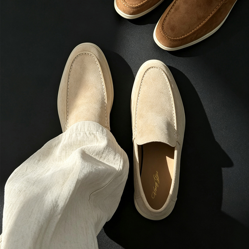 Old Money Style Retro High-End Loafers for Men, British Slip-On Suede Leather Shoes, Commuting Pointed-Toe Moccasins Old Money Style Retro High-End Loafers for Men, British Slip-On Suede Leather Shoes, Commuting Pointed-Toe Moccasins