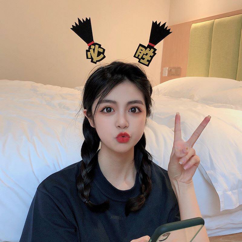 Live room funny props vibrato with the same text headband anchor headdress cute funny hairpin female with tooth wash