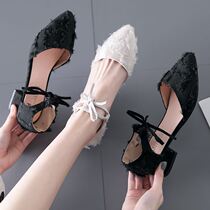 3cm small heel sandals women 3cm low heel soft bottom comfortable word button back empty 2021 new summer bag head shoes