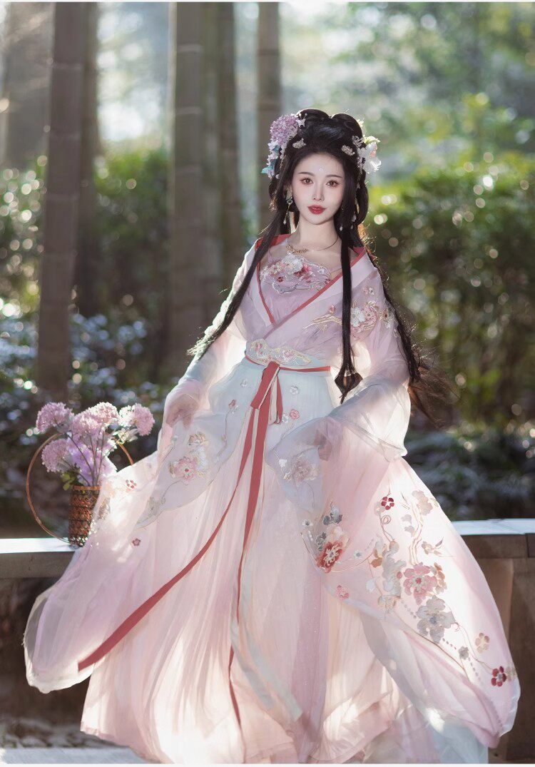 Китайцы одежда наборы 新款原创【玉水轻鸾】刺绣吊带超仙汉服南北朝国风大典走秀明星款