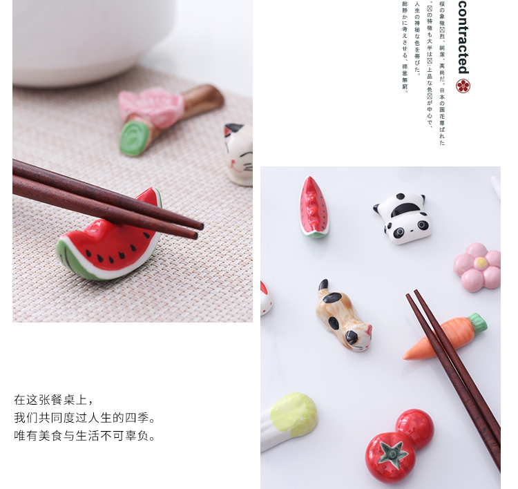 Siêu dễ thương siêu dễ thương đũa gốm động vật Bộ đồ ăn phong cách Nhật Bản đũa đũa đũa - Đồ ăn tối bộ chén dĩa cao cấp