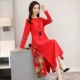 Đầm cotton và vải lanh 2018 mùa thu mới retro phong cách Trung Quốc vải lanh khâu cỡ lớn nữ váy midi mỏng