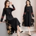 Đầm cotton và vải lanh 2018 mùa thu mới retro phong cách Trung Quốc vải lanh khâu cỡ lớn nữ váy midi mỏng Váy dài