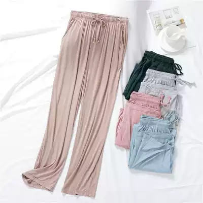 Pajama pants women's home trousers modal summer thin casual large size high waist air conditioning pants cool loose home pants outside wear