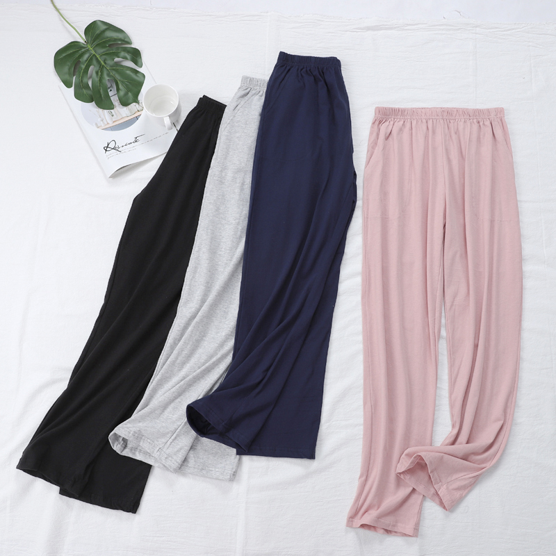 Autumn men's and women's pajama pants trousers pure cotton large size loose couple casual lazy pants home pants can be worn outside cotton