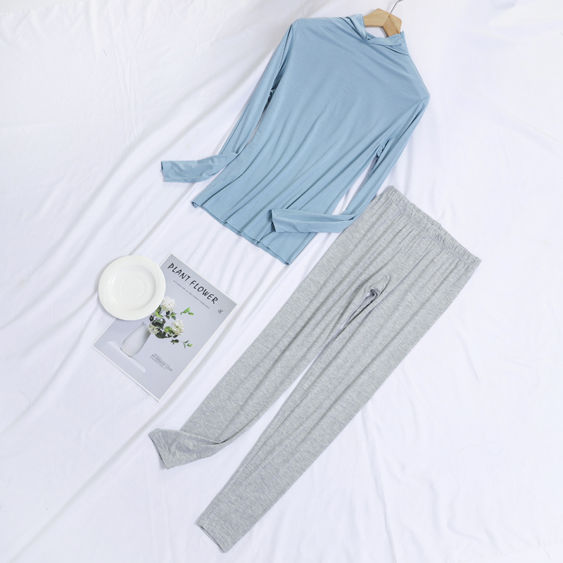 Summer season Mondale High collar beating undershirt lingerie suit thin autumn clothes sanitary pants 100 lap pure color warm women