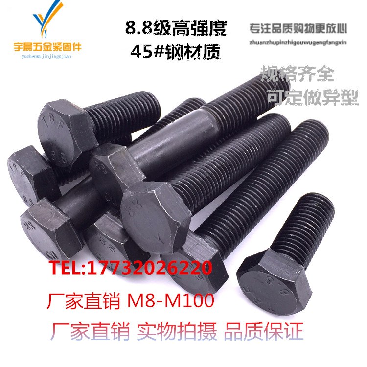 GB5783 8 grade 8 high-strength blackened full-threaded outer hexagon screw bolts M22*40--500