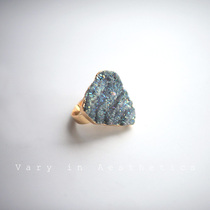 VIA the original niche design natural agate original stone ins Wind European and American exaggerated live mouth adjustable ring female