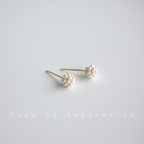 VIA temperament simple sweet retro Net Red New Tide 925 silver needle mini pearl earrings female