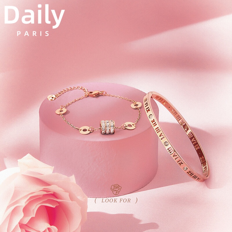 Daily Genuine Roman Numeral Small Waist Bracelet Bangle for Women, Light Luxury Niche Birthday Qixi Gift for Girlfriend