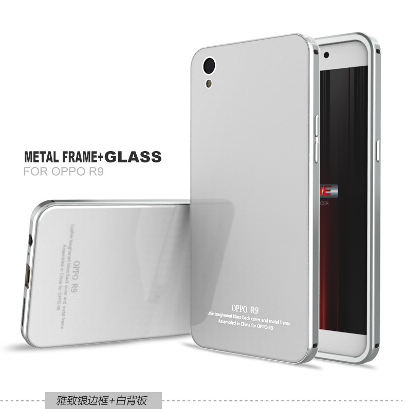 Luphie Aircraft Aluminum Metal Frame 9H Tempered Glass Back Cover Case for OPPO R9
