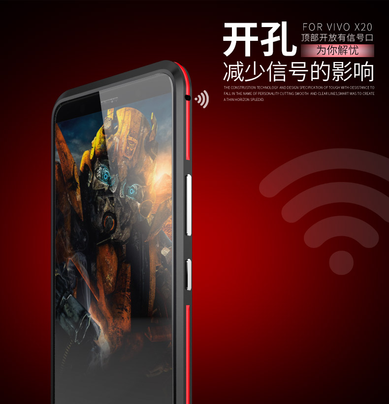 Luphie Bicolor Blade Sword Slim Light Aluminum Bumper Metal Shell Case for vivo X20 & vivo X20 Plus