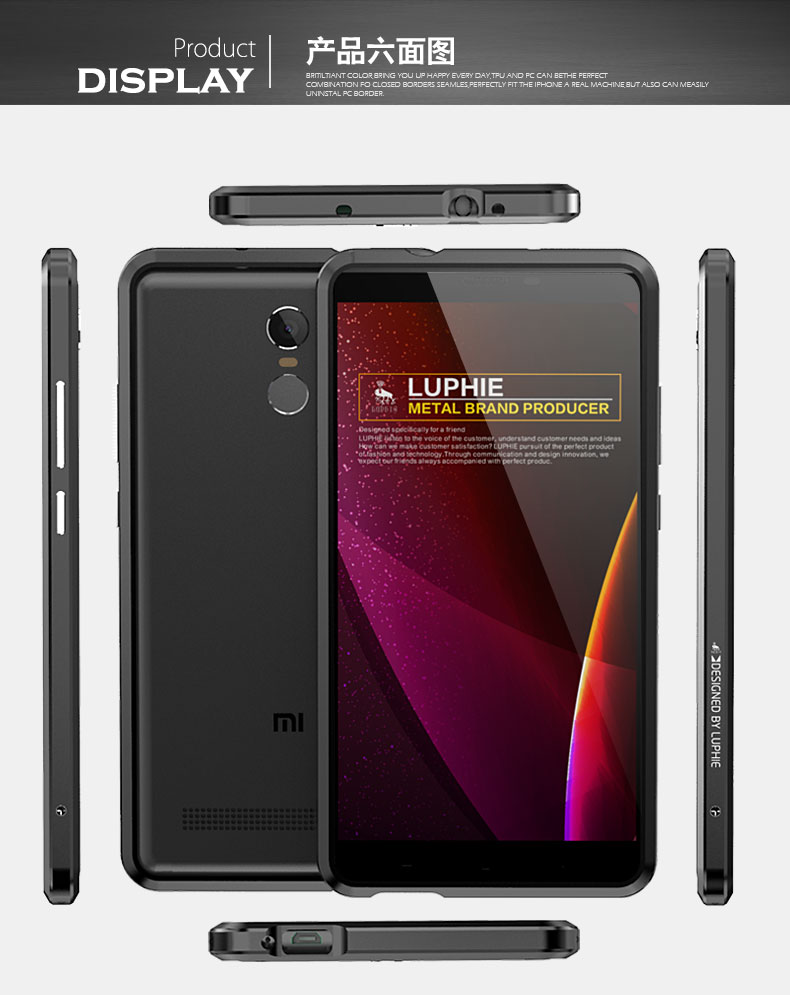 Luphie Blade Sword Slim Light Aluminum Bumper Metal Shell Case for Xiaomi Redmi Note 3