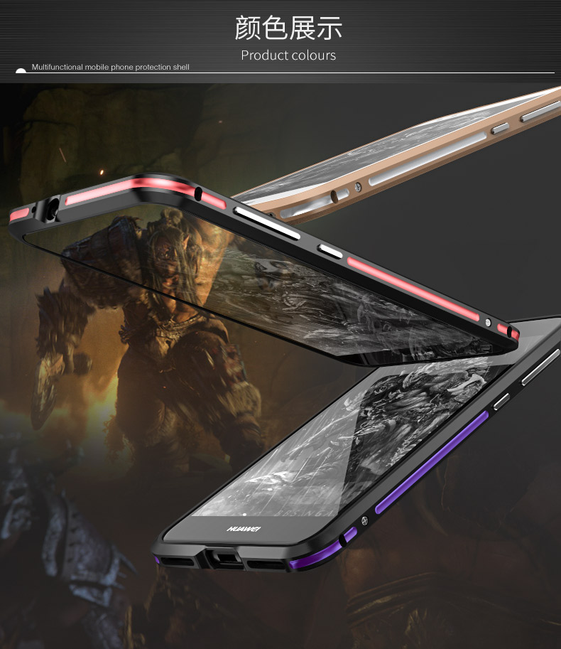 Luphie Bicolor Blade Sword Slim Light Aluminum Bumper Metal Shell Case for Huawei Enjoy 7