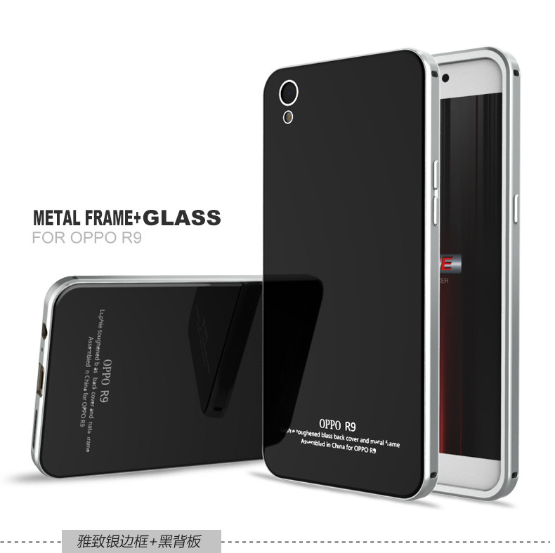 Luphie Aircraft Aluminum Metal Frame 9H Tempered Glass Back Cover Case for OPPO R9