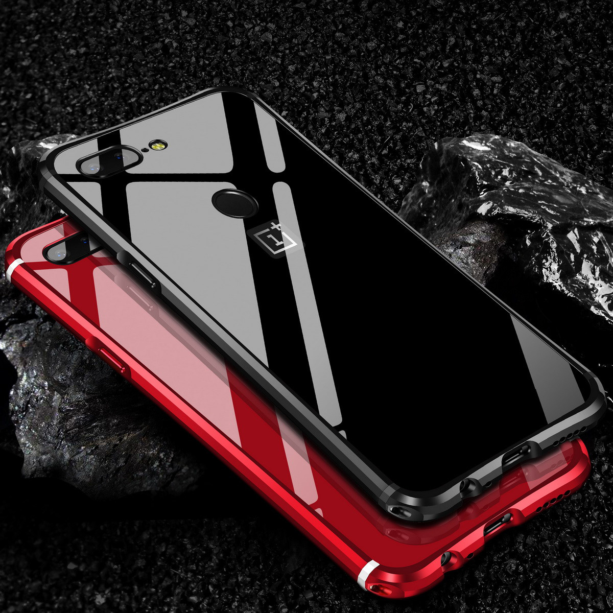 iy Rainbow Aluminum Metal Bumper Dazzle PC Back Cover Case for OnePlus 5T