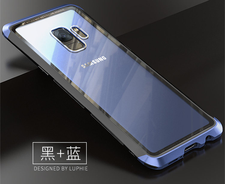 Luphie Nunchaku Airframe Metal Frame Air Barrier Tempered Glass Back Case Cover for Samsung Galaxy S9 Plus & Samsung Galaxy S9
