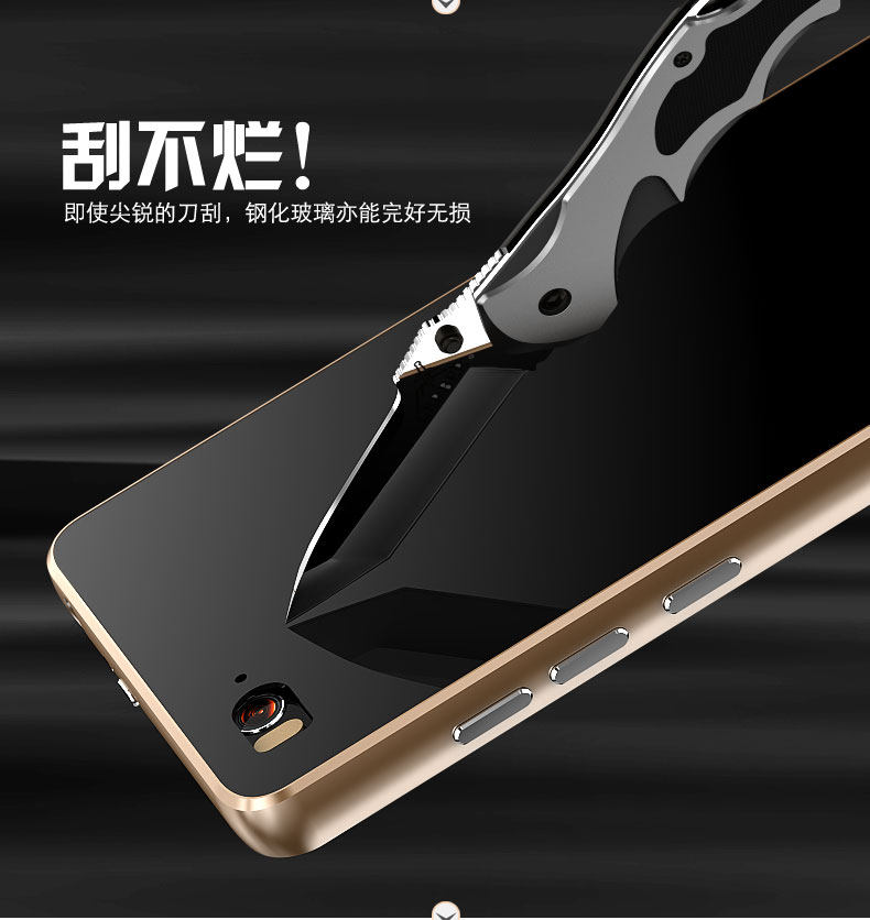 Luphie Aircraft Aluminum Metal Frame 9H Tempered Glass Back Cover Case for Xiaomi Mi 4C