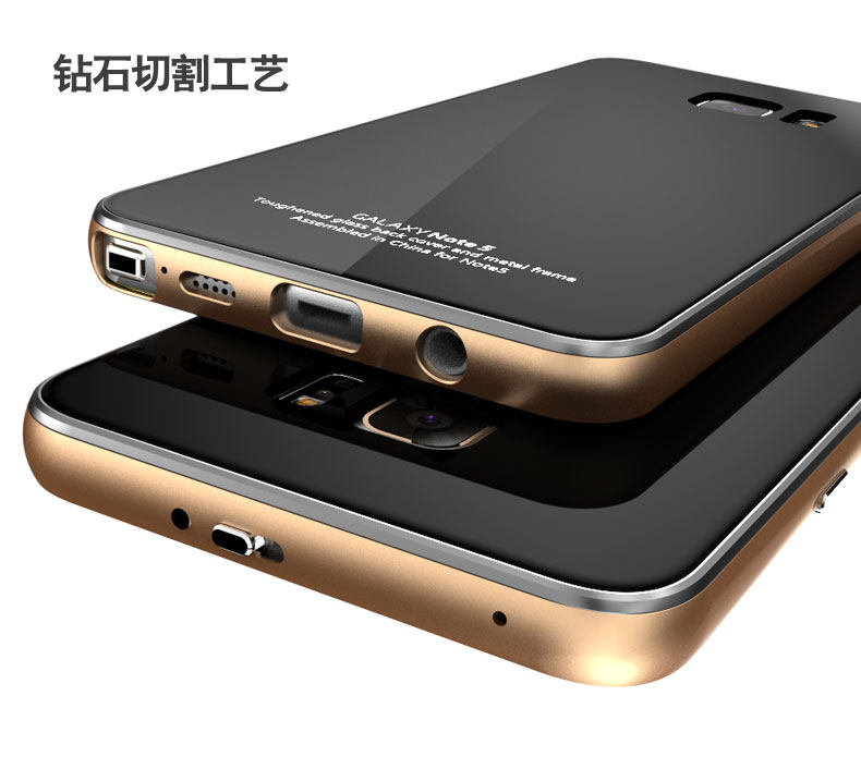 Luphie Aircraft Aluminum Metal Frame 9H Tempered Glass Back Cover Case for Samsung Galaxy Note 5 N9200