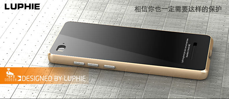 Luphie Aircraft Aluminum Metal Frame 9H Tempered Glass Back Cover Case for Xiaomi Mi 4C