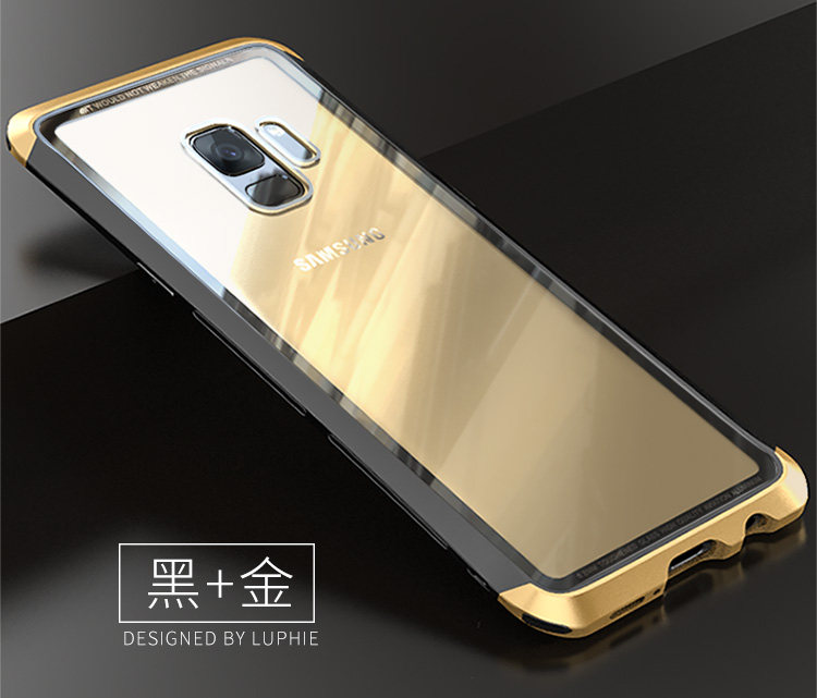 Luphie Nunchaku Airframe Metal Frame Air Barrier Tempered Glass Back Case Cover for Samsung Galaxy S9 Plus & Samsung Galaxy S9