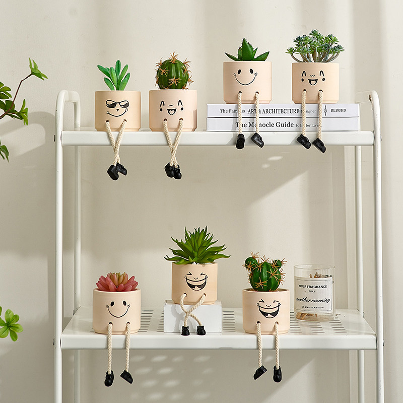 Hanging Feet Small Potted Plant Emulation Multi-Meat Cactus Fake Green Plant Swaying Pieces Indoor Home Plant Tabletop Decorations-Taobao