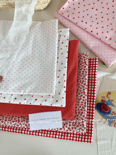 全棉40支印花布红色系ins星星格子波点碎花家居服发饰童装diy布料