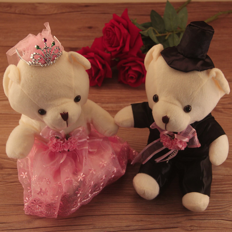 2021 Doll Wedding Dress Bear Doll A Pair of Creative Wedding Plush Toy Couple Bear Wedding Press Bed Gift