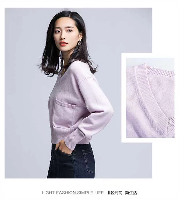 Bán / Hàng dệt kim Mũ trùm đầu nữ Thời trang mới của Hàn Quốc Joker Pocket Áo len ngắn mùa đông và mùa đông 15619 áo gile len hàn