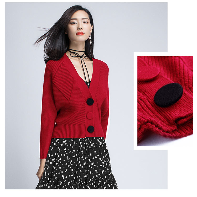 Cần bán / Kích cỡ lớn cho mùa xuân và mùa đông của phụ nữ dày bên ngoài áo len áo khoác len Áo len nữ cổ chữ V 14248 - Áo len các mẫu áo len nữ đẹp