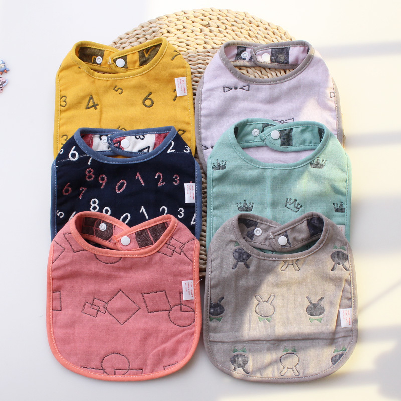 New 6-Layer Jacquard Gauze Bib, Pure Cotton U-Shaped Gauze Bib, Baby Saliva Towel, Absorbent, Breathable, Mouth-Wiping Bib