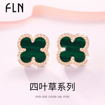 999 sterling silver four-leaf clover stud female 2020 new Simple Compact High sense temperament earrings ins niche earring