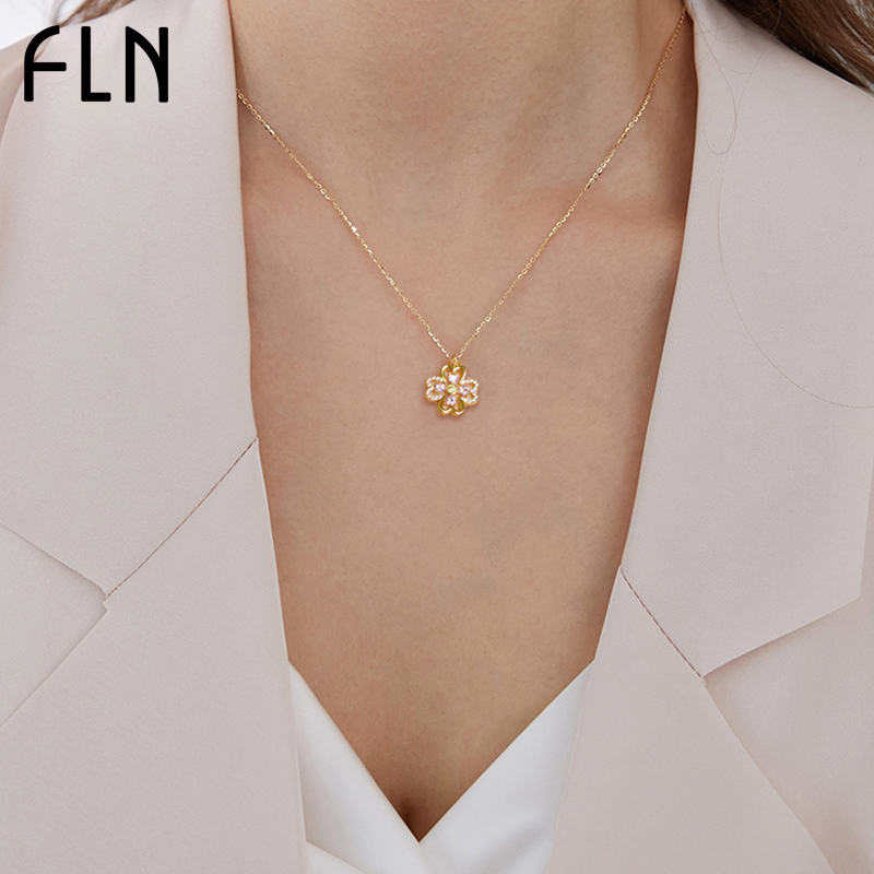 Four Leaf Grass 2020 New Necklace Woman Lock Bone Chain Pure Silver Rose Gold 7 New Year's Valentine's Day gift to girlfriend