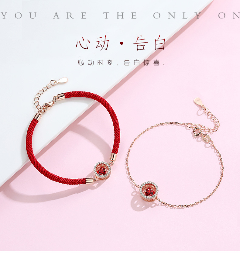 Chuyển hạt sợi dây màu đỏ vòng đeo tay thông minh nữ sterling silver Hàn Quốc phiên bản của cá tính đơn giản sinh viên Sen Sở bạn gái món quà sinh nhật