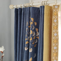 Simple modern chenille thickened yarn-dyed blackout jacquard color edge high-end bedroom living room curtain ginkgo leaf
