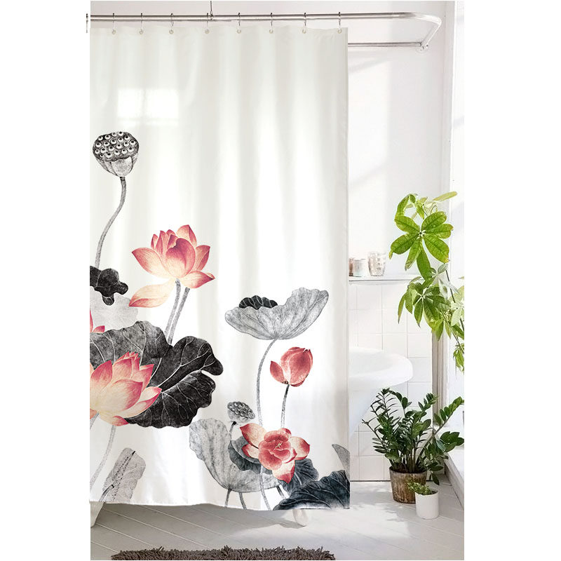 Chinese-style ink ink water-proof moulded and mold-proof environmental protection personality cut curtain kitchen curtain bathroom curtain