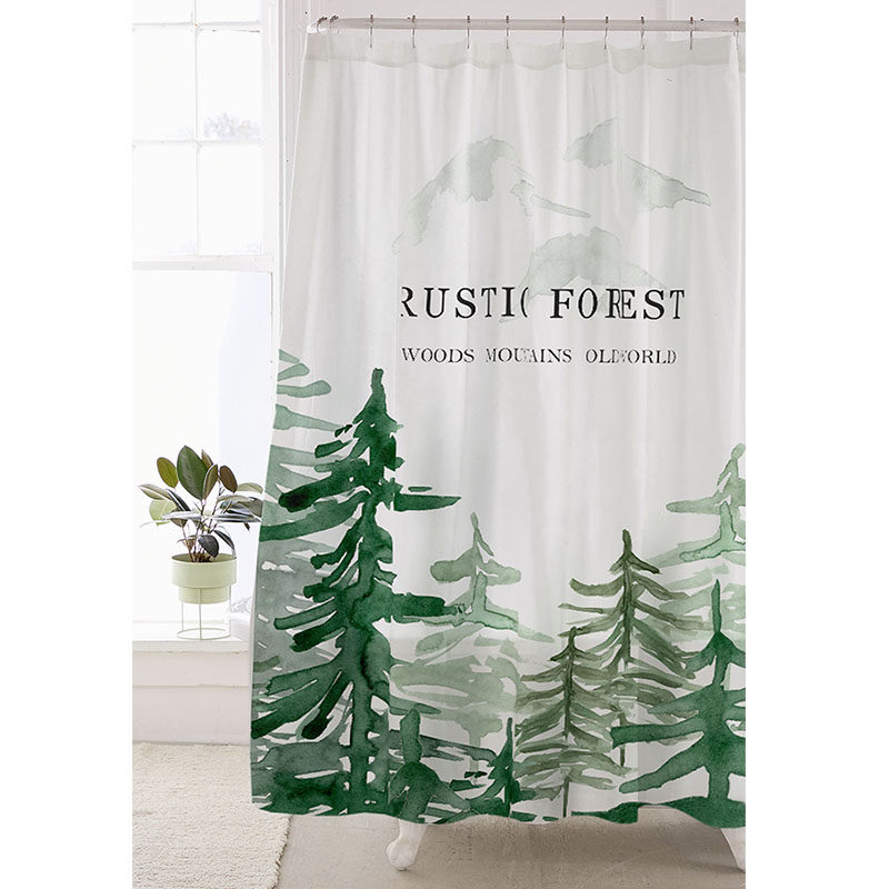 Nordic Simply Modern Green Plant Divided Toilet Kitchen Curtain Painting Polyester Bath Curtain in Norway