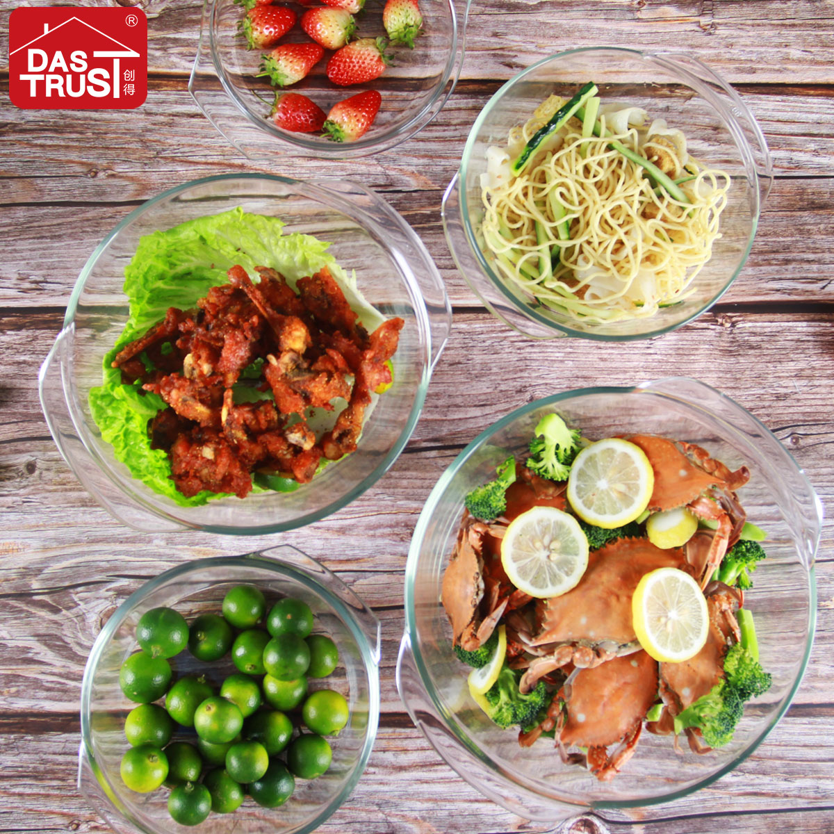 Gen heat - resistant glass bowl household suit glass plate tableware, informs the for microwave oven pan boil for 4 times